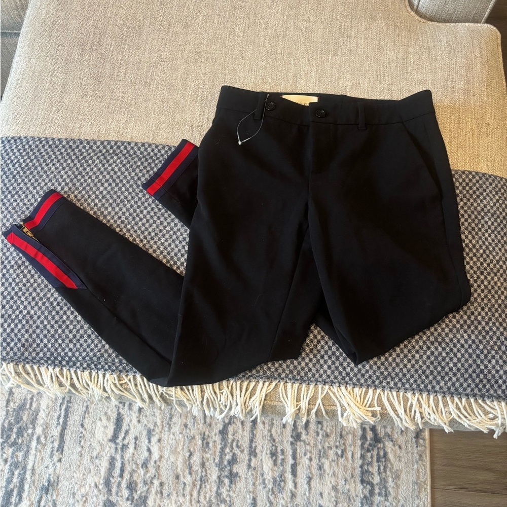 Gucci Black Pants with Red and Blue Stripes